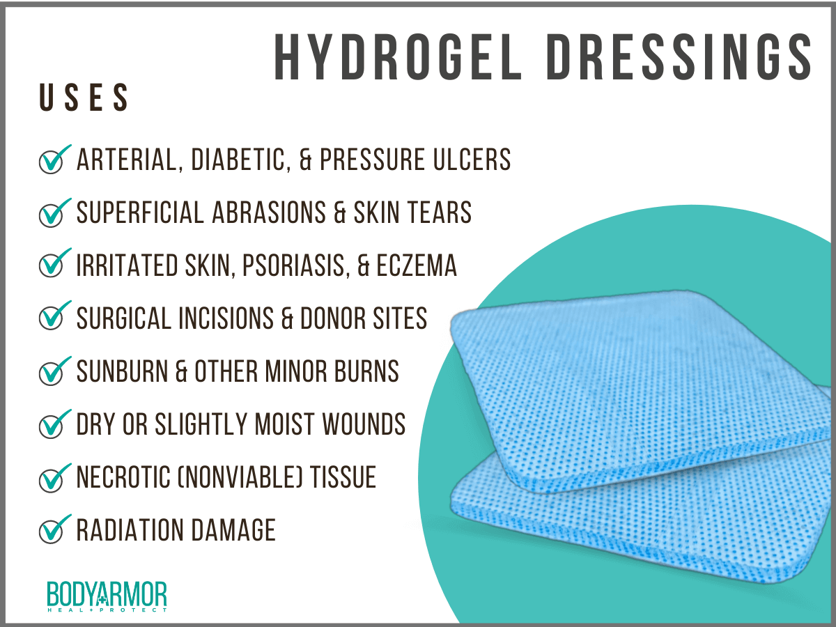 Hydrogel dressing 2x2 12 ct bodyarmor medical supplies
