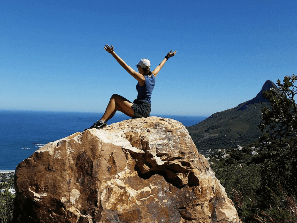 Active Happy Woman Hiking Exercise